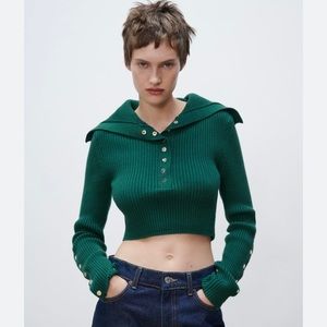 Zara knit ribbed cropped top, M